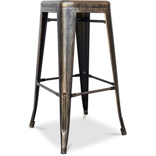 Tabouret De Bar – Style Industriel – Acier – 76 Cm – Metalix Bronze Métallisé