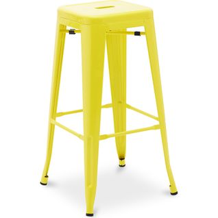 Tabouret De Bar – Style Industriel – Acier – 76 Cm – Metalix Jaune