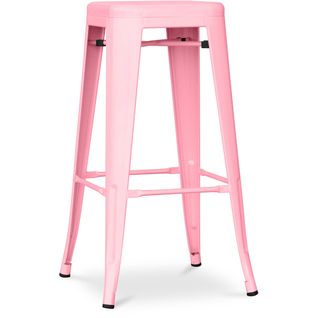 Tabouret De Bar - Design Industriel - 76cm - Nouvelle Édition- Metalix Rose