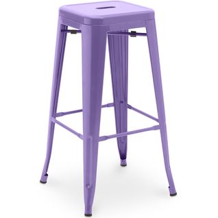 Tabouret De Bar - Design Industriel - 76cm - Nouvelle Édition- Metalix Violet Pastel
