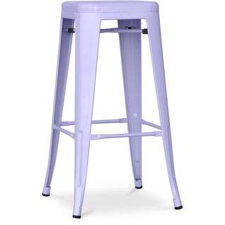 Tabouret De Bar - Design Industriel - 76cm - Nouvelle Édition- Metalix Lavande