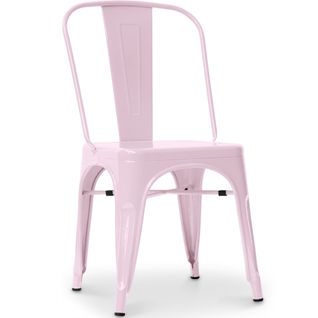 Chaise De Salle à Manger Bistrot Metalix Design Carré En Métal - Rose Pâle
