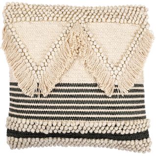 Coussin Carré Design Boho Bali En Coton Et Laine Housse + Remplissage - Stara Multicolore