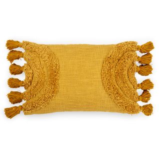 Coussin Rectangulaire Design Boho Bali En Coton Housse + Remplissage - Dolly Jaune