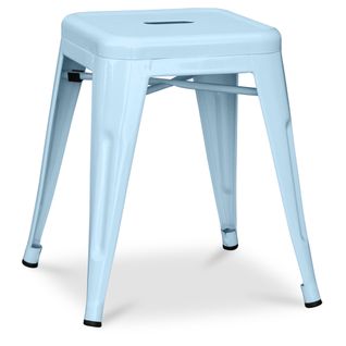 Tabouret Design Industriel - 45cm - Nouvelle Édition - Metalix Bleu Clair