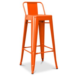 Tabouret De Bar Avec Dossier - Design Industriel - 76cm - -metalix Orange