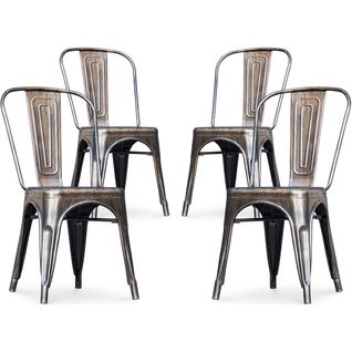 X4 Chaise De Salle à Manger Bistrot Metalix Design En Métal - Bronze Métallisé