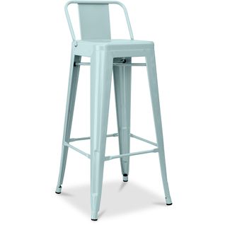 Tabouret De Bar Avec Dossier - Design Industriel - 76cm - -metalix Vert Pâle
