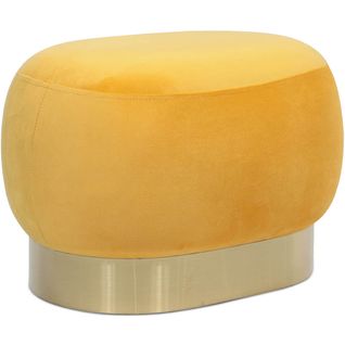 Pouf Banc De Maquillage - Velours Et Métal - Premium Jaune