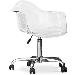 Fauteuil De Bureau Pivotant Et Transparent Avec Roulettes - Loy Gris Transparent