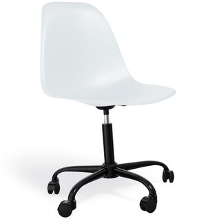 Chaise De Bureau Avec Accoudoirs - Chaise De Bureau à Roulettes - Structure Noire Brielle Blanc