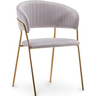 Chaise De Salle à Manger - Tapissée En Velours - Lona Gris Clair
