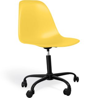 Chaise De Bureau Avec Accoudoirs - Chaise De Bureau à Roulettes - Structure Noire Brielle Jaune