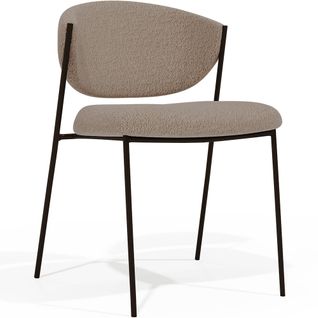 Chaise De Salle à Manger - Tapissée En Tissu Bouclé - Métal Noir - Vara Taupe