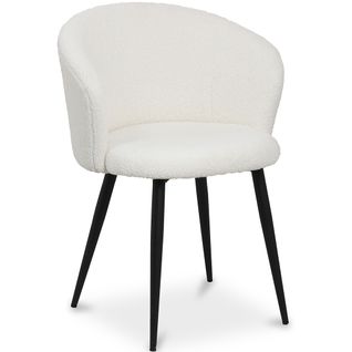 Chaise De Salle à Manger Tapissée En Bouclé - Vurel Blanc