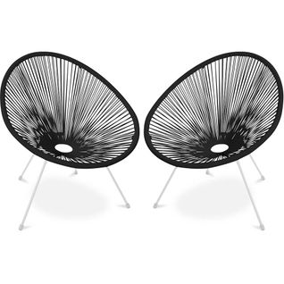 Pack Fauteuil Acapulco X2 - Piétement Blanc - Nouvelle Édition Noir