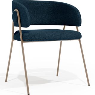 Chaise De Salle à Manger - Tapissée En Tissu - Karen Bleu Foncé