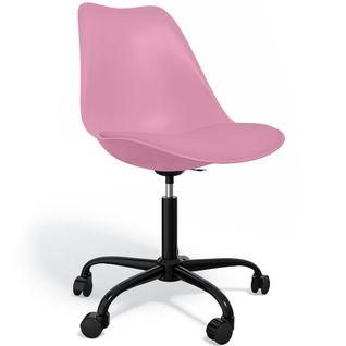 Chaise De Bureau Pivotante Tulip Avec Roulettes - Structure Noire Rose Pâle