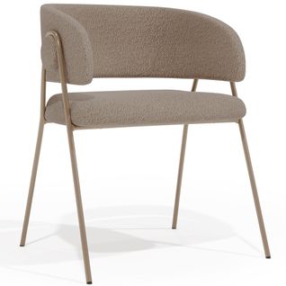 Chaise De Salle à Manger - Tapissée En Tissu Bouclé - Manar Taupe