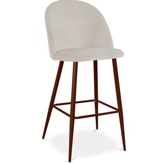 Tabouret Tapissé En Velours - Design Scandinave - Bennett Beige