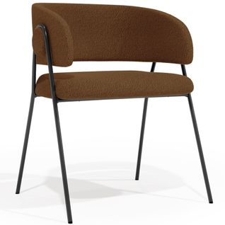 Chaise De Salle à Manger - Tapissée En Tissu Bouclé - Manar Chocolat