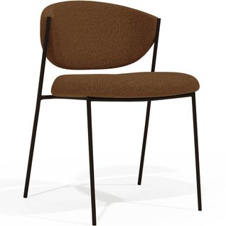 Chaise De Salle à Manger - Tapissée En Tissu Bouclé - Métal Noir - Vara Chocolat