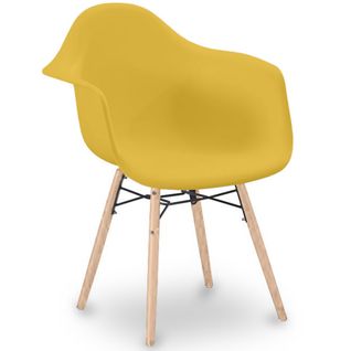 Chaise De Salle à Manger Design Scandinave - Pieds En Bois - Skandiva Jaune Pâle