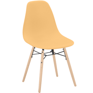 Chaise De Salle à Manger - Design Scandinave - Pieds En Bois - Lumi Orange Pâle