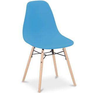 Chaise De Salle à Manger - Design Scandinave - Pieds En Bois - Lumi Bleu