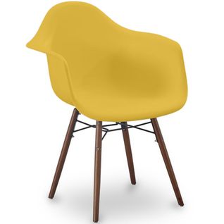 Chaises De Salle à Manger - Design Scandinave - Pieds En Bois Foncé - Skandiva Jaune Pâle