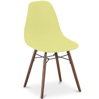 Chaises De Salle à Manger - Design Scandinave - Pieds En Bois Foncé - Lumi Jaune Pâle