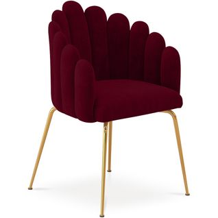 Chaise De Salle à Manger Style Coquillage En Velours - Pieds Dorés - Glam Exotique Vin