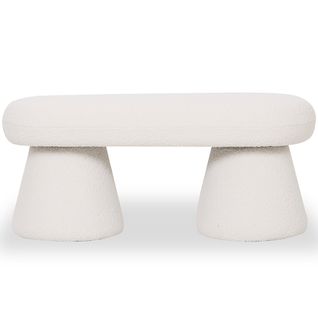 Banc Style Moderne Rembourré En Tissu Bouclé - Nuvora Blanc