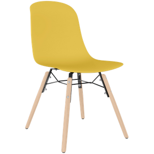Chaise De Salle à Manger Avec Pieds En Bois Naturel – Style Moderne Et Fonctionnalité -beni Jaune Pâ
