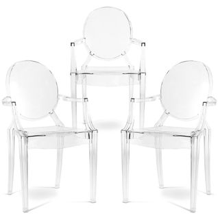 Pack De 3 Chaise De Salle à Manger Transparente - Design Avec Accoudoir - Louis King Transparent