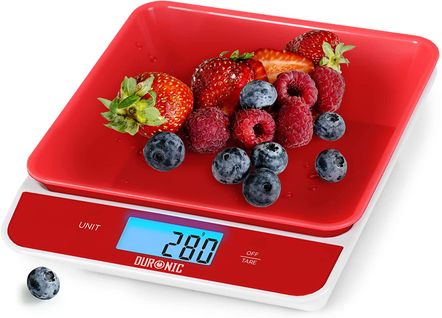 Ks100 Rd Balance De Cuisine Rouge - Capacité De 5 Kg - Bol Inclus - Large Affichage Digital