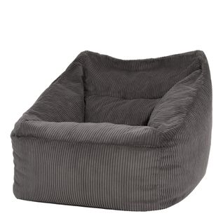 Pouf Fauteuil Poire Natalia Velours Côtelé Gris Anthracite, Salon Et Chambre, 97x84x73cm