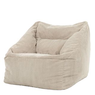 Pouf Fauteuil Poire Natalia Velours Côtelé Beige, Salon Et Chambre, 97x84x73cm