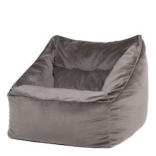 Pouf Fauteuil Natalia Velours Gris Anthracite, Salon, Chambre, 100 X 88cm