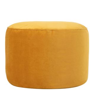 Pouf Rond Milano Velours Jaune Ocre, 55 X 55cm