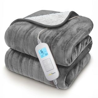 Plaid Chauffant Électrique En Polaire et Sherpa - Gris