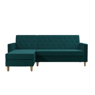 Liberty-canapé-lit 3 Places Avec Méridienne En Tissu Vert