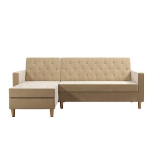 Liberty-canapé-lit 3 Places Avec Chaise Longue En Tissu Ivoire