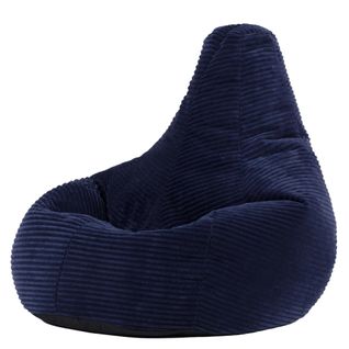 Pouf Poire Enfant Dalton Inclinable Velours Côtelé Bleu Marine, 69x65x59cm