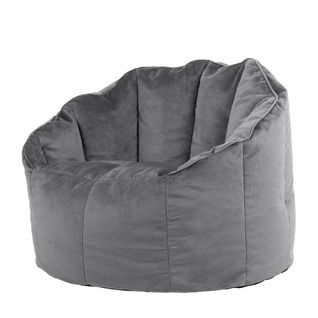 Pouf Fauteuil Sirena Velours Gris Anthracite, Salon, Chambre, 77 X 74cm