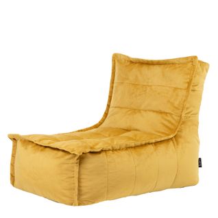 Pouf Chauffeuse Dolce En Velours Doux Jaune Ocre 75 X 96 X 75 Cm