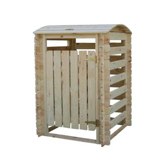 Cache Poubelle En Bois à Porte Verrouillables - M606-1 - 97cm X 97cm X H137cm
