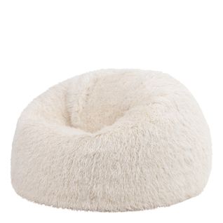Pouf Icon Fausse Fourrure Beige, Salon, Chambre, 85 X 85cm