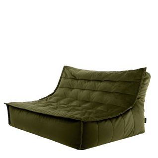 Pouf Canapé De Sol Kota Velours Vert Olive 140 X 100cm