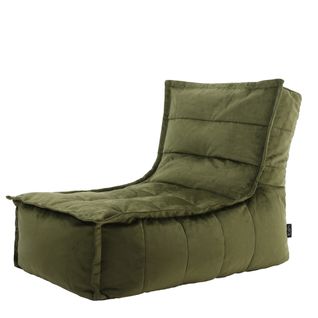 Pouf Chauffeuse Dolce En Velours Doux Vert Olive 75 X 96 X 75 Cm